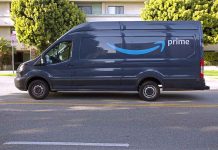 Prime delivery van parked on the street.