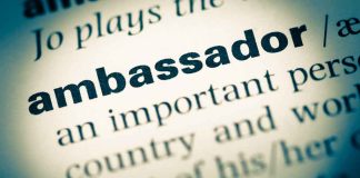 Ambassador dictionary definition highlighted in text closeup