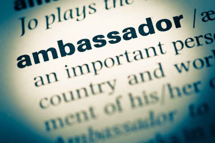 Ambassador dictionary definition highlighted in text closeup