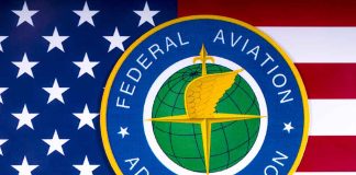 Federal Aviation Administration logo on U.S. flag.