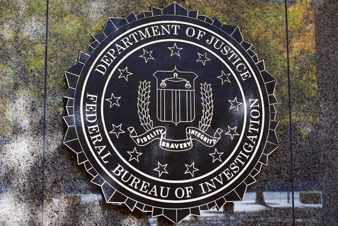 Department of Justice FBI emblem on a wall