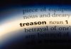 The word "treason" highlighted in a dictionary.