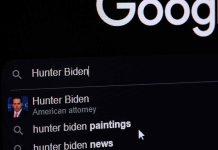 Google search results for Hunter Biden on screen