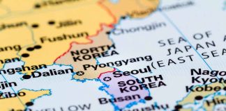 Map featuring South Korea North Korea and surroundings