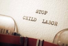 Typewriter message says stop child labor