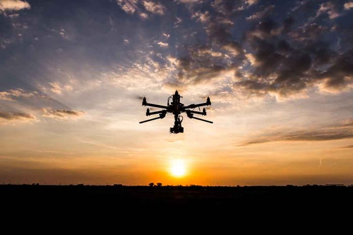 271586207 featured image Drone flying against sunset sky.