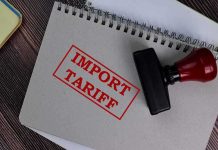 Notebook with import Tariff stamp and rubber stamper