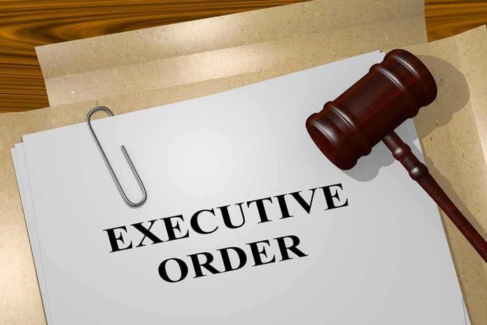 shutterstock_1399285010.jpg A gavel resting on a document labeled EXECUTIVE ORDER