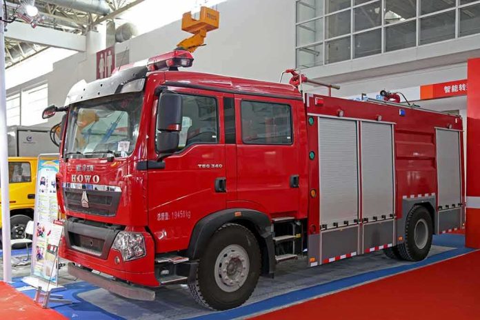shutterstock_748488571.jpg Red fire truck displayed at an exhibition