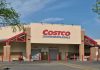 Costco Wholesale store front with entrance and exit.
