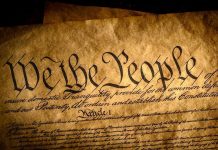 Close-up of the U.S. Constitutions preamble.