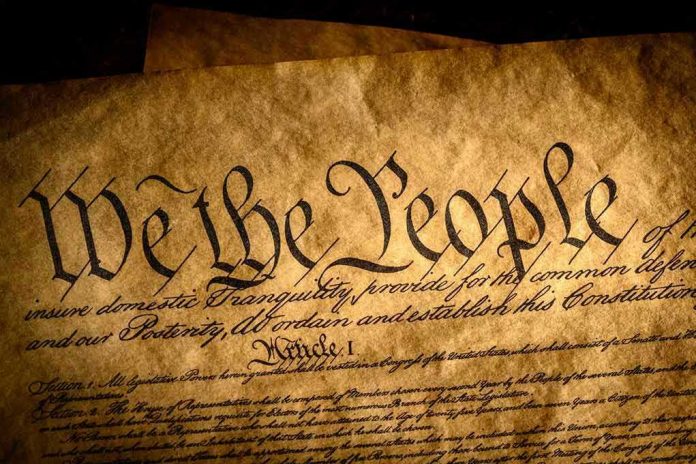 Close-up of the U.S. Constitutions preamble.