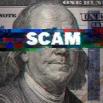 $4M SCAM–Walz EXPOSED Scam text overlaid on distorted 100 dollar bill