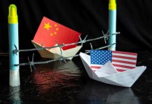 CHINA Warships In Hormuz?! Democrats Explode China and USA flags in paper boats with barbed wire.