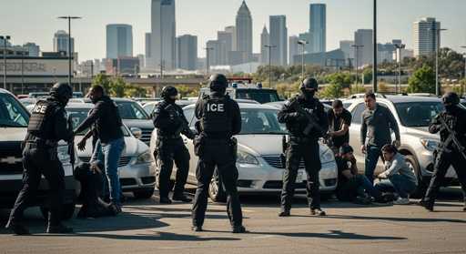 shutterstock_2706891737 Police officers in tactical gear conducting an arrest in a parking lot