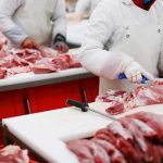 China Grabs America’s Pork Chokepoint Butchers cutting raw meat on processing line