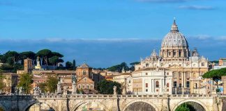 2,000-Year-Old ‘Nero’s Bridge’ Emerges From the Tiber St. Peter's Basilica behind Ponte Sant'Angelo over the Tiber River