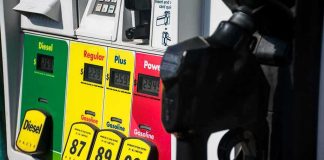 Pump Shock: Labor Day Blows Past $4 Gas pump with diesel, regular, plus, and premium fuel options
