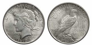 1922 Peace silver dollar coin obverse and reverse
