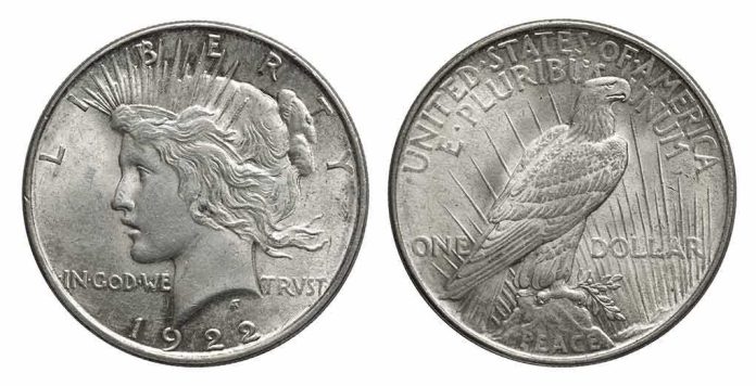shutterstock_1176660838 1922 Peace silver dollar coin obverse and reverse