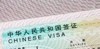 Chinese visa document close-up
