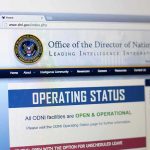 How Ex-Intel Officials Helped Bury the Biden Family Scandal Webpage showing government agency site with operating status notice