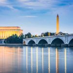 Felon Donor Scores Lincoln Memorial Deal Arlington Memorial Bridge with Lincoln Memorial and Washington Monument at dusk