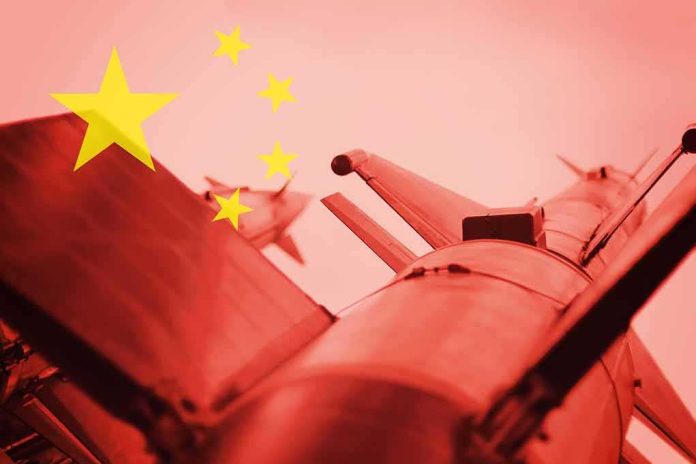 shutterstock_672102643 Missile underside with Chinese flag overlay