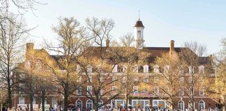 3 Arrested HOURS Before Trump Rally Students relaxing on a campus quad in front of a brick academic building